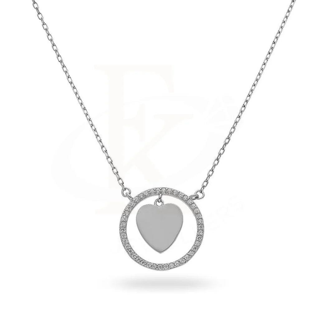 Ladies necklaces weave glow -Sterling Silver 925 Round Shaped with Heart Necklace - FKJNKLSL2224