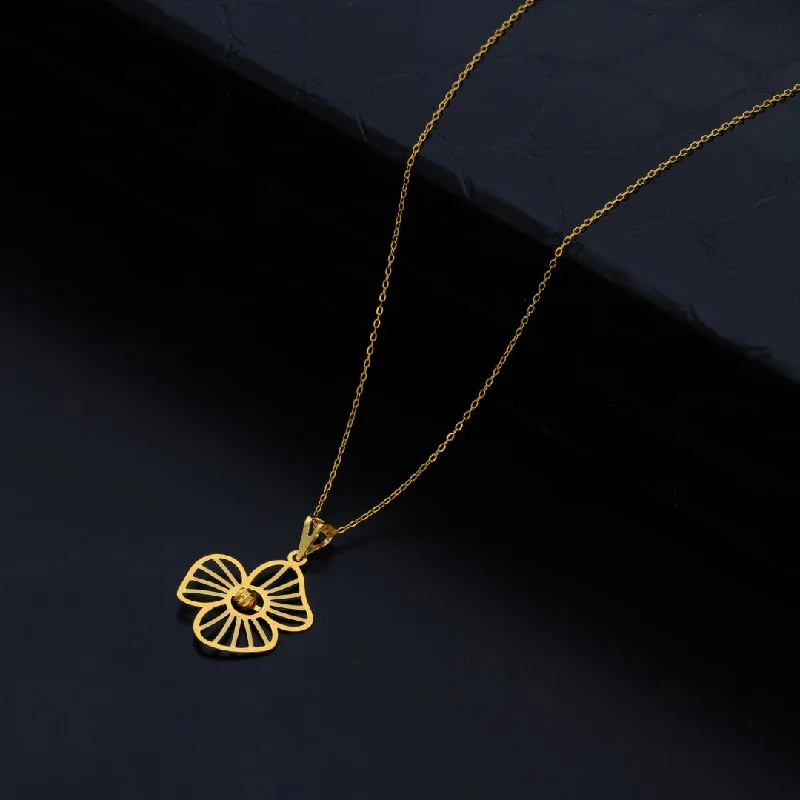 Ladies necklaces dusk glow -Gold Necklace (Chain With Hollow Flower Shaped Pendant) 21KT - FKJNKL21KM9822