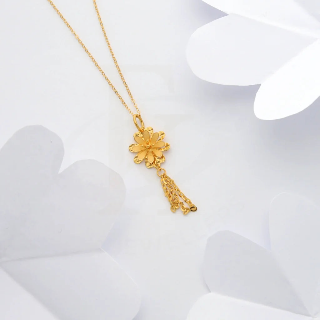 Ladies necklaces life shine -Gold Necklace (Chain with Floral Style Pendant) 21KT - FKJNKL21KM8431