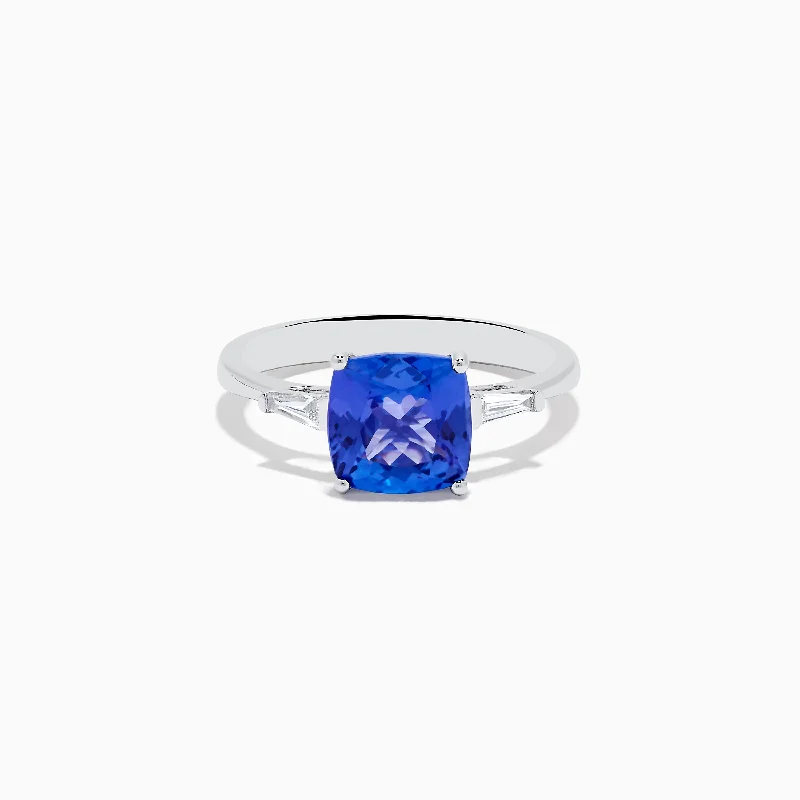 ladies rings yellow-Nahla Siri 14K White Gold Tanzanite and Diamond Ring