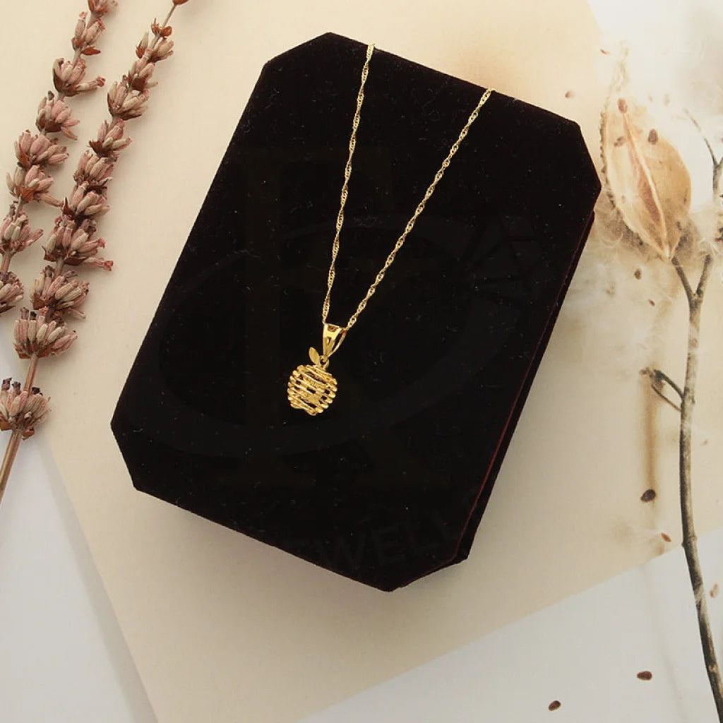 Ladies necklaces calm radiance -Gold Necklace (Chain With Apple Shaped Pendant) 21KT - FKJNKL21KM5010