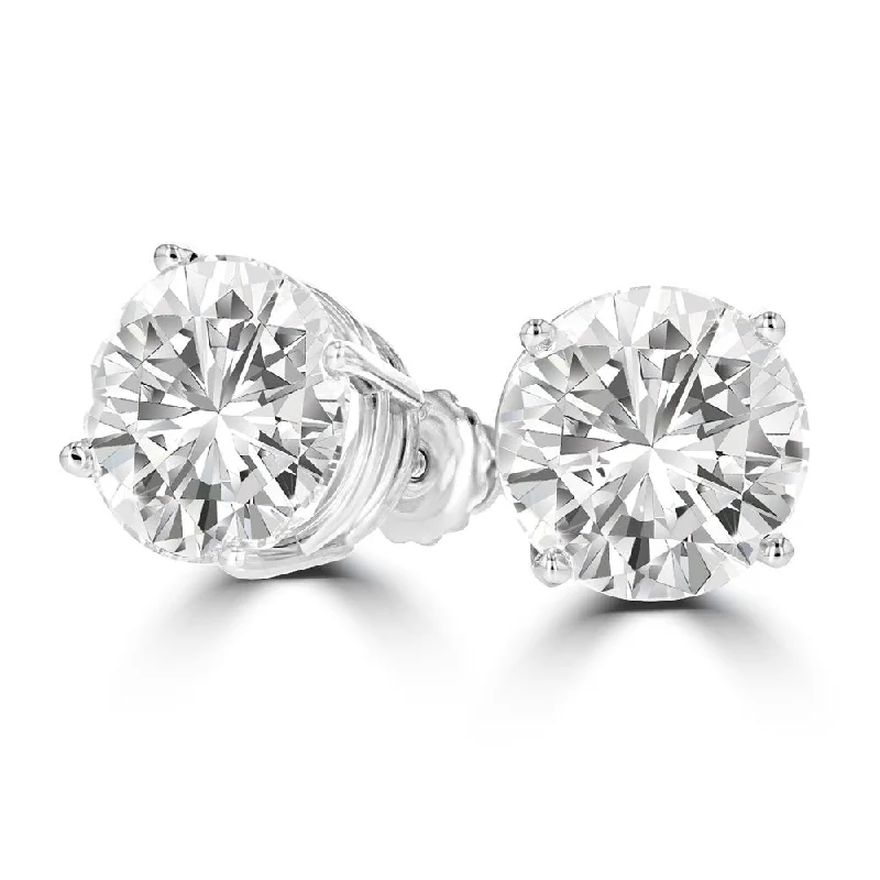 ladies earrings cheap-18KT White Gold 10.03 CTW Round Diamond Earrings