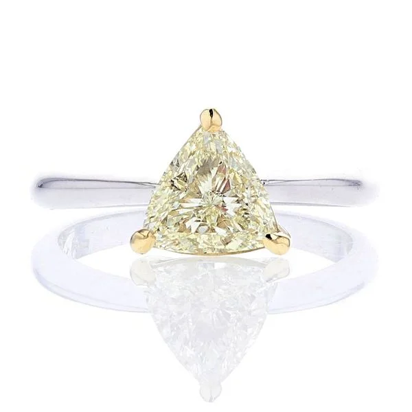 ladies rings brushed-Trillion Solitaire Ring