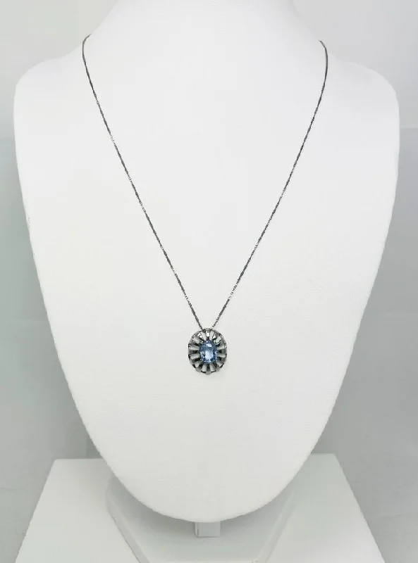 Ladies necklaces kind radiance -Gorgeous 1ct Natural Sapphire 18" Black Rhodium 18k White Gold Black Rhodium Chain Necklace!