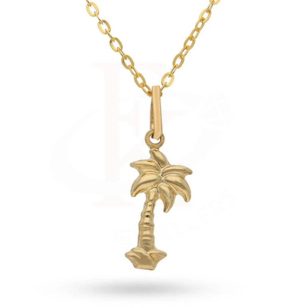 Ladies necklaces mild shine -Gold Palm Necklace (Chain with Pendant) 18KT - FKJNKL1495