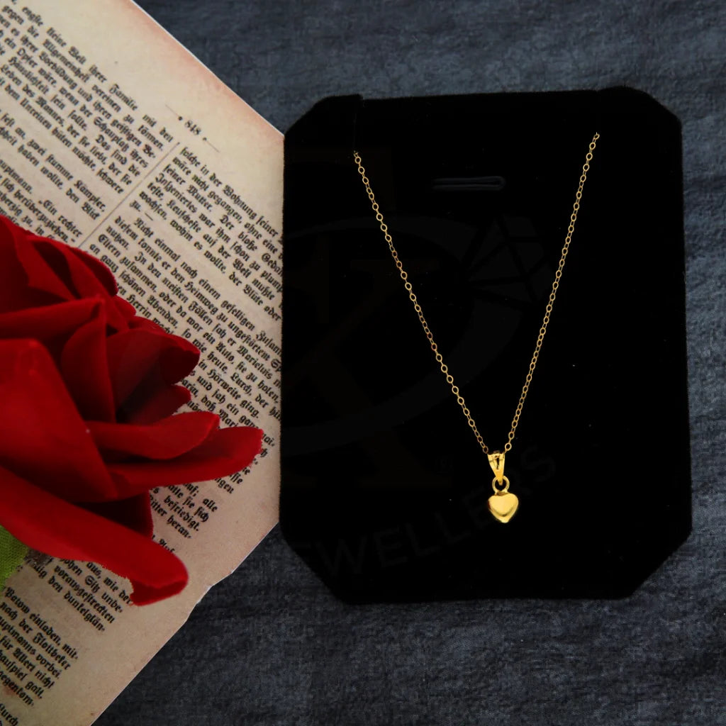 Ladies necklaces oval stone glow -Gold Necklace (Chain with Heart Shaped Pendant) 21KT - FKJNKL21KM8405