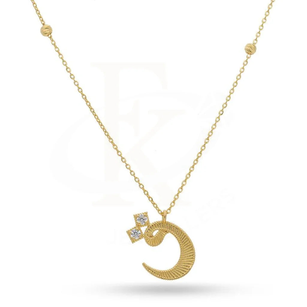 Ladies necklaces life charm -Gold Arabic Alphabet ق Necklace 21KT - FKJNKL21K2141