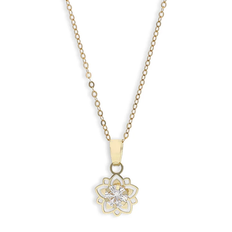 Ladies necklaces sun radiance -Gold Necklace (Chain with Flower Shaped Pendant) 18KT - FKJNKL18K8834