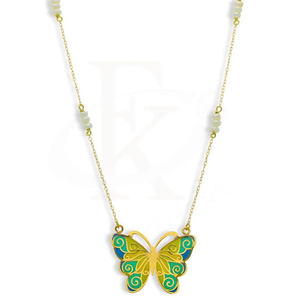 Ladies necklaces fit glow chain -Gold Butterfly Necklace 18KT - FKJNKL18K2544