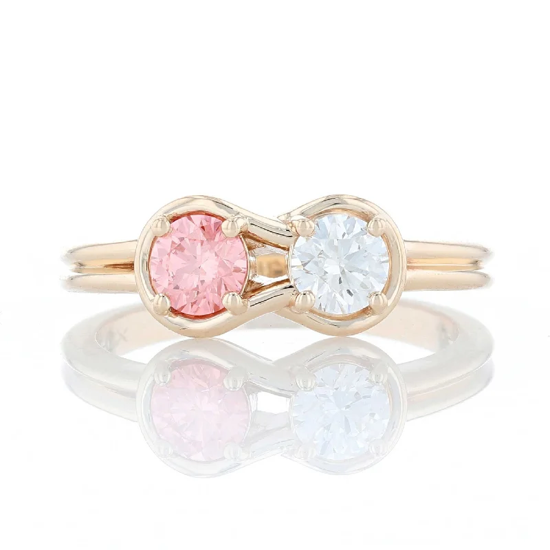 ladies rings cushion-Pink Diamond Knot Ring