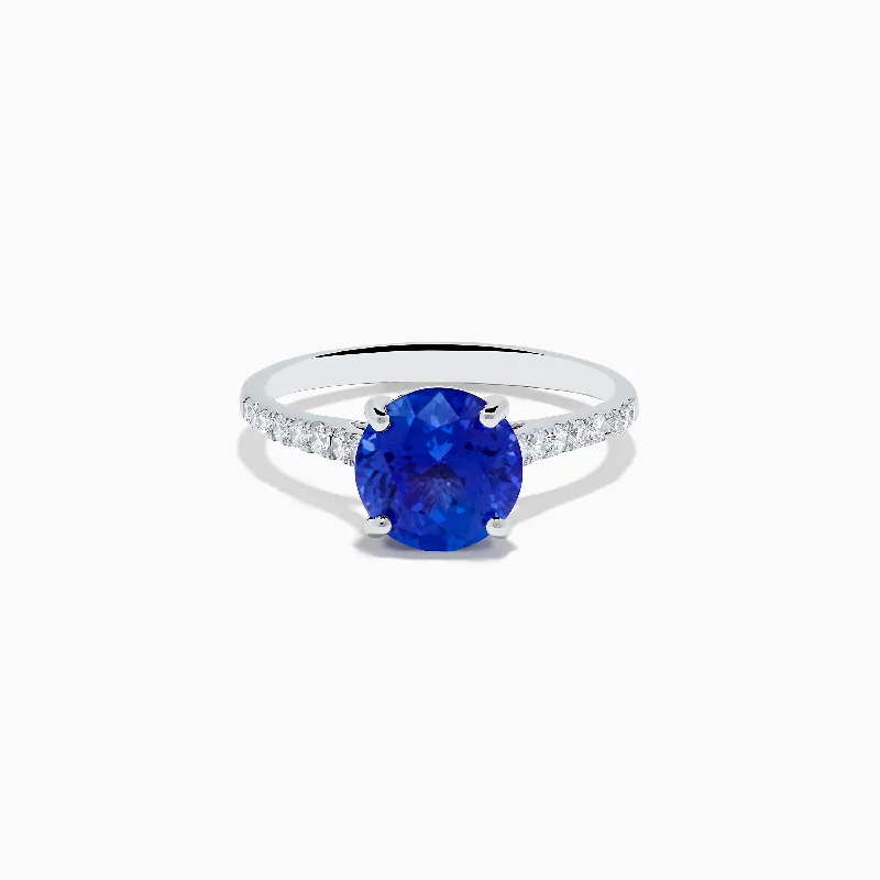 ladies rings pandora-Nahla 14K White Gold Round Tanzanite and Diamond Ring