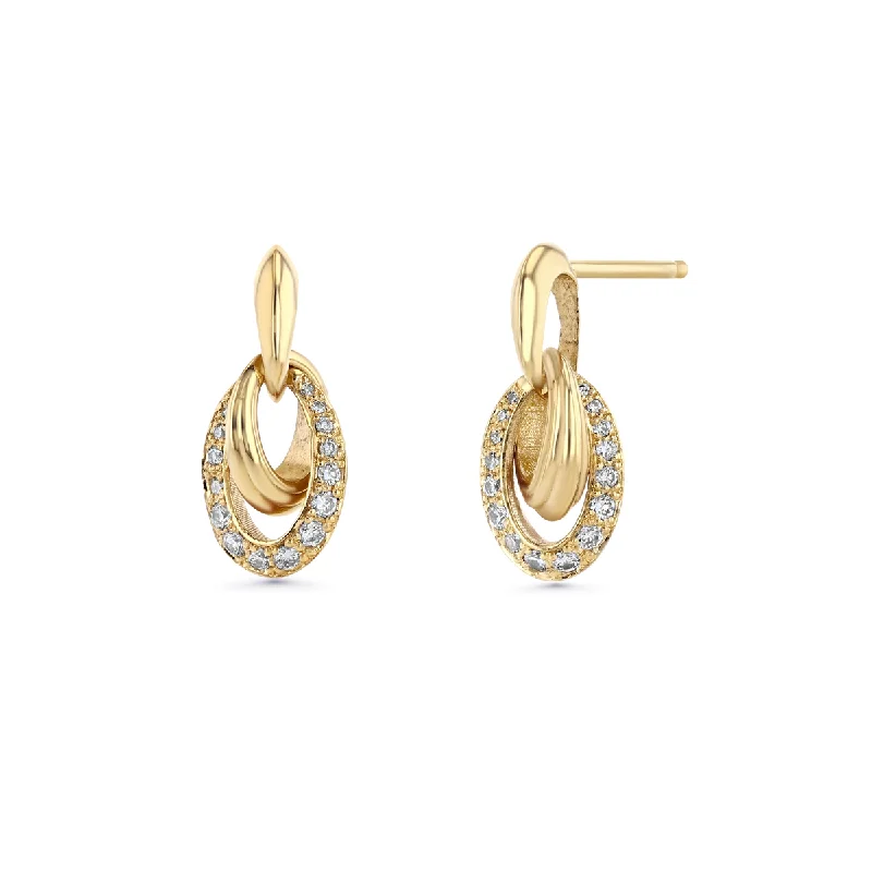 ladies earrings everyday wear-Crescent Link Drop Earrings