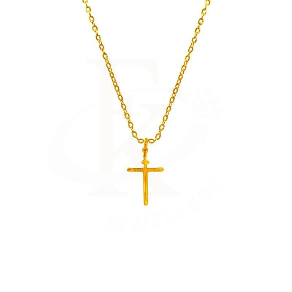 Ladies necklaces green shine chain -Gold Cross Necklace (Chain with Pendant) 18KT - FKJNKL1619