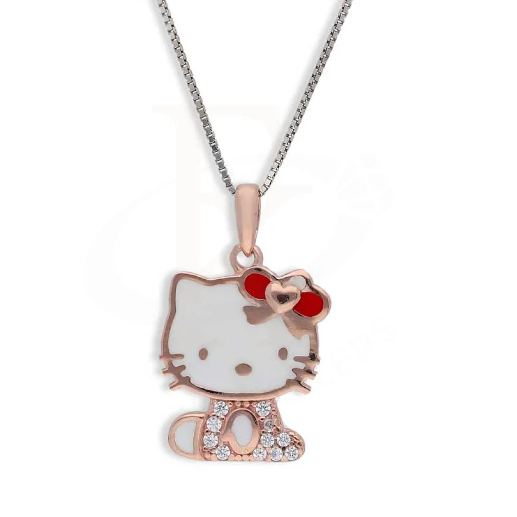 Ladies necklaces teardrop radiance -Sterling Silver 925 Rose Gold Plated Necklace (Chain with Hello Kitty Pendant) - FKJNKLSL3002