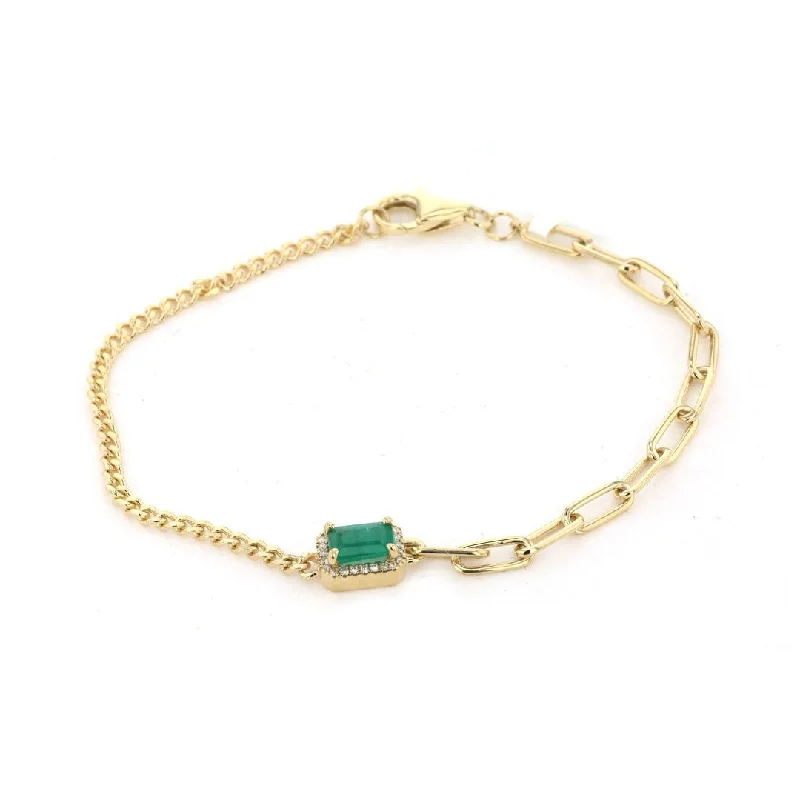 Ladies bracelets blend glow -Emerald & Diamond Paper Clip Bracelet