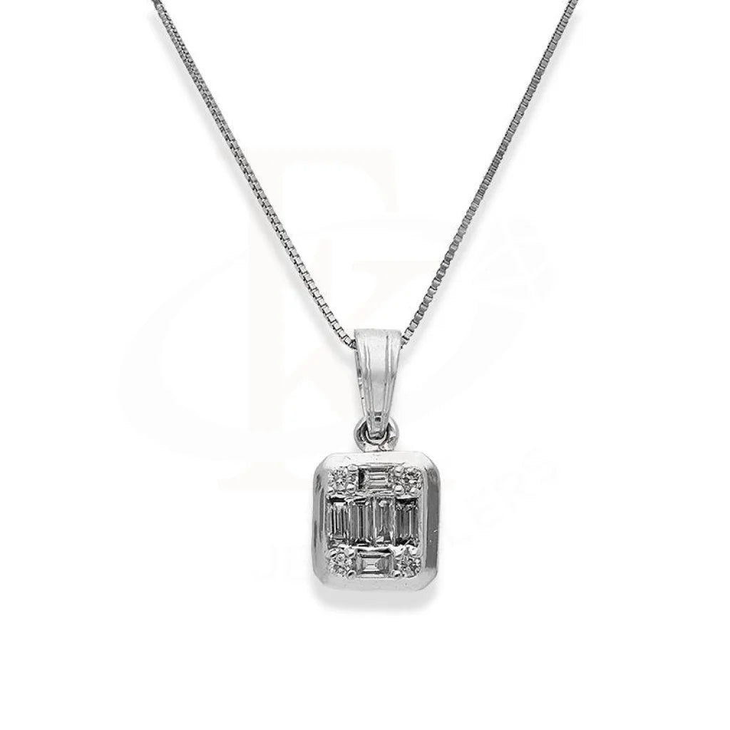 Ladies necklaces hope charm -Diamond Necklace Square Shaped 18KT White Gold - FKJNKL18K2419