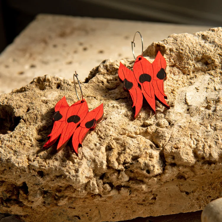 ladies earrings mother’s day-Fizzy Flora Earrings - Bamboo Sturt Desert Pea*