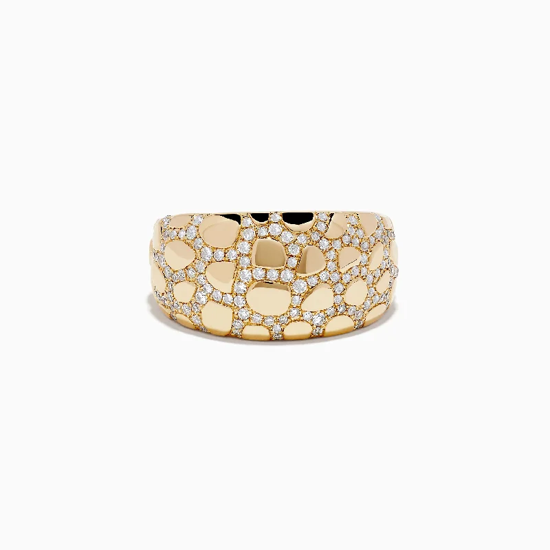 ladies rings understated-D'oro 14K Yellow Gold Animal Print Diamond Ring