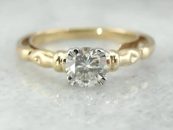 bold engagement rings -1950's Decorative Solitaire Diamond Engagement Ring