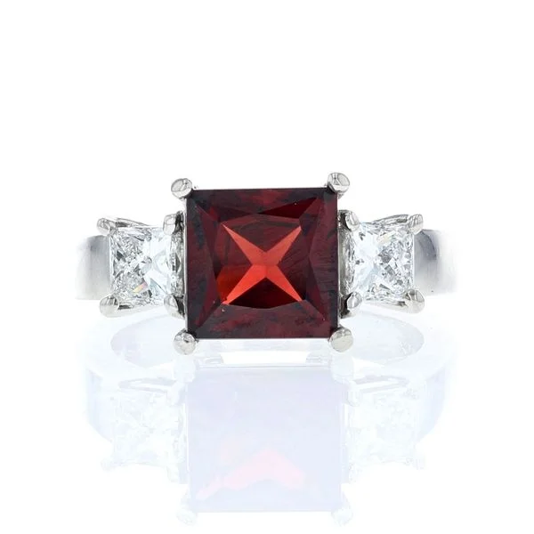 ladies rings cocktail-Garnet Platinum Ring