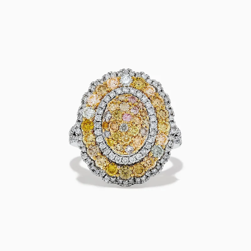 ladies rings designs-14K Two Tone Gold Multi Color Diamond Ring