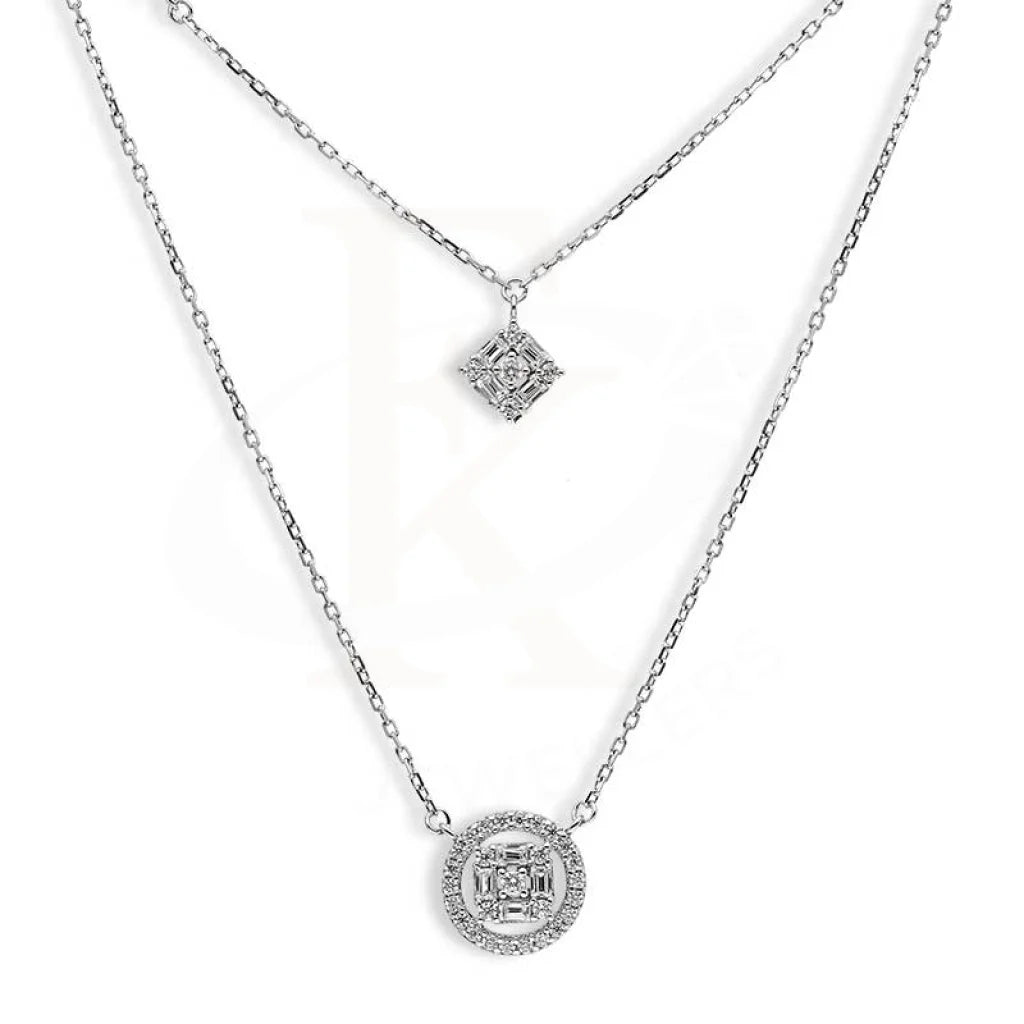 Ladies necklaces rare elegance -Sterling Silver 925 Rhombus and Round Shaped Necklace - FKJNKLSL2892