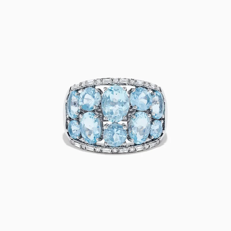 ladies rings animal-Aquarius 14k White Gold Aquamarine and Diamond Ring