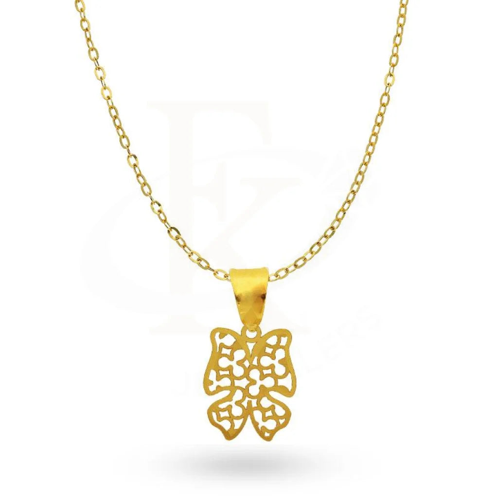 Ladies necklaces rose quartz shine -Gold Necklace (Chain with Butterfly Pendant) 18KT - FKJNKL18K2046