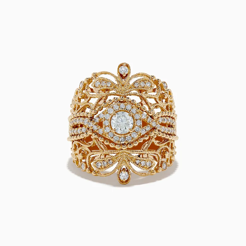 ladies rings animal-D'oro 14K Yellow Gold Diamond Statement Ring