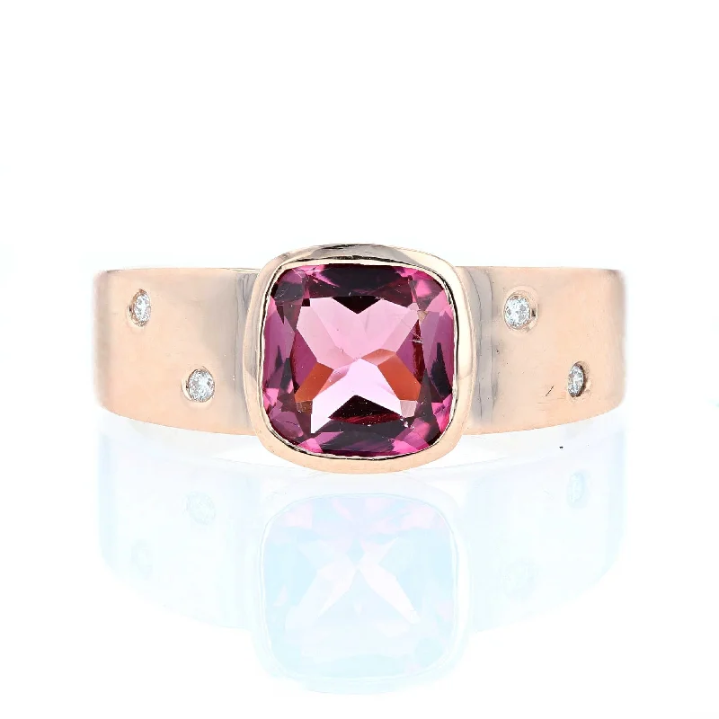 ladies rings brands-Bezel Set Pink Tourmaline Ring