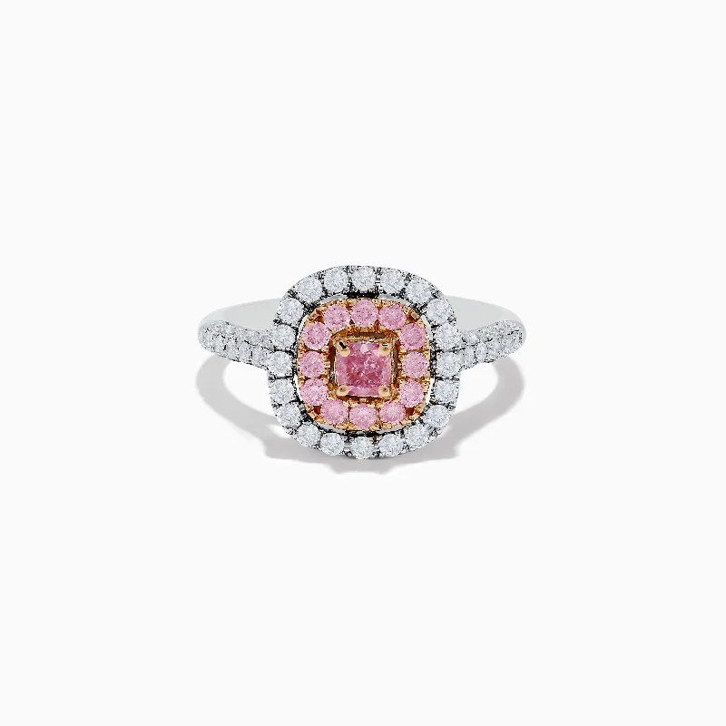 ladies rings work-18K Two Tone Gold White and Pink Diamond Ring