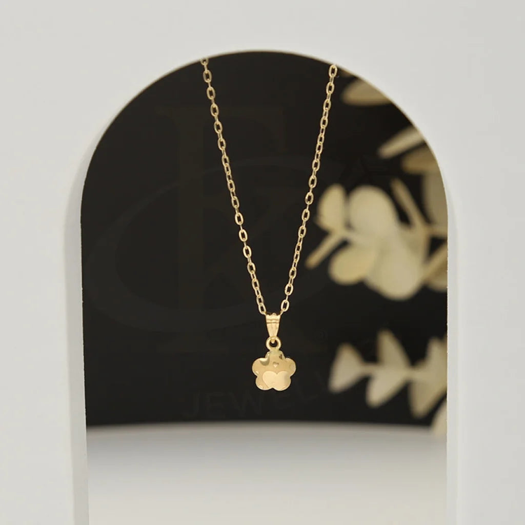 Ladies necklaces topaz glow chain -Gold Necklace (Chain With Flower Shaped Pendant) 18KT - FKJNKL18K5123