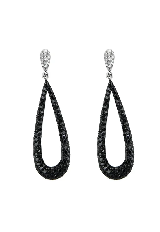 ladies earrings name-14K White Gold Black and White Diamond Earrings, 1.40 TCW