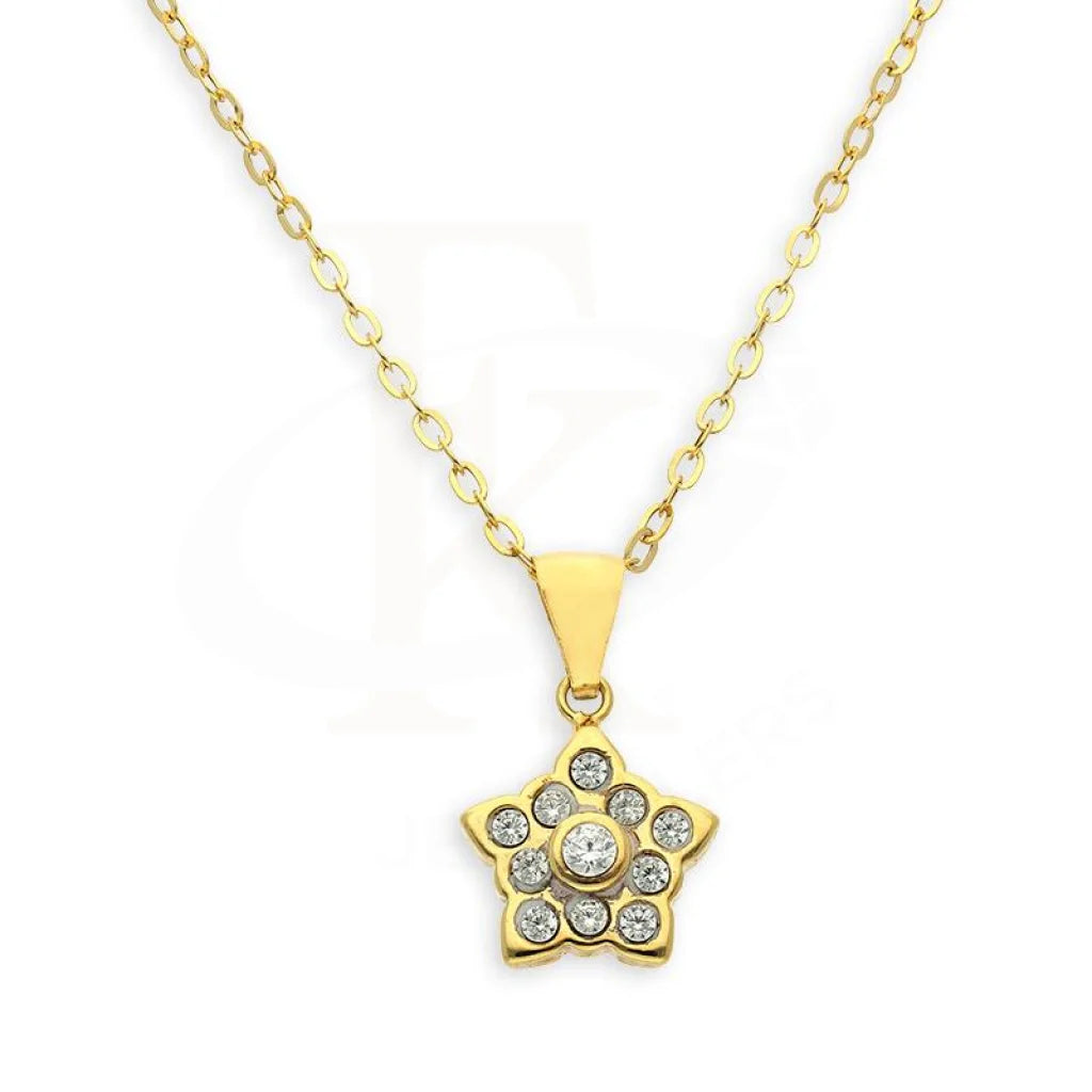 Ladies necklaces bloom charm -Gold Necklace (Chain with Star Pendant) 18KT - FKJNKL18K2341