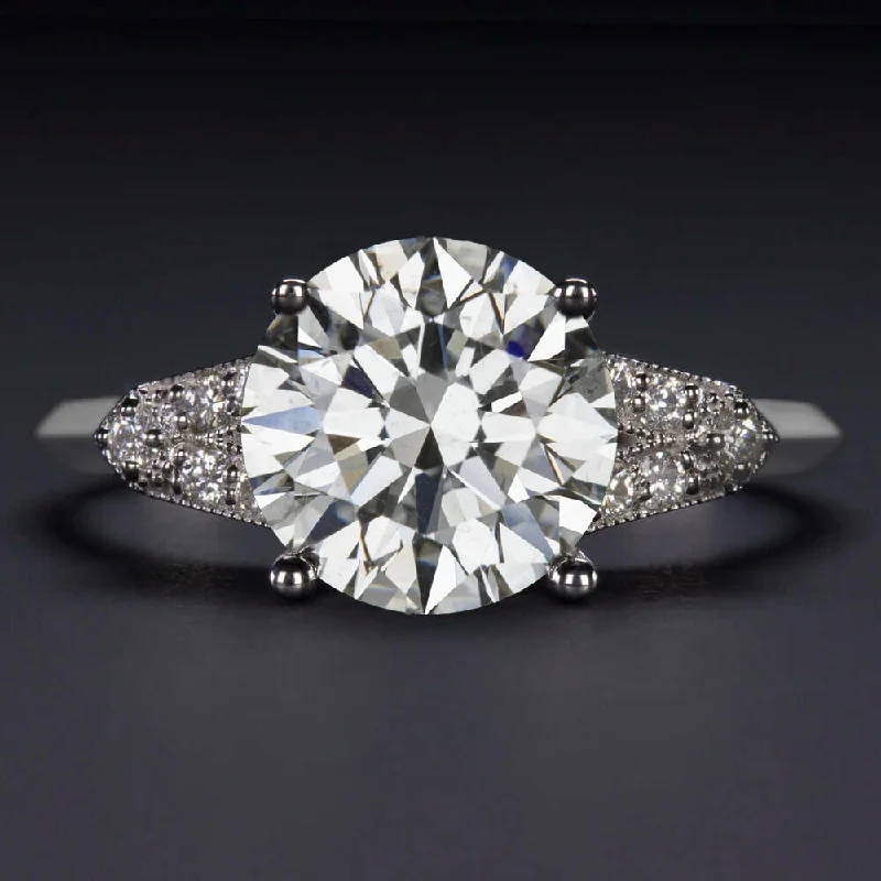 infinity engagement rings -2.5ct GIA CERTIFIED DIAMOND ENGAGEMENT RING 3x EXCELLENT CUT ROUND VINTAGE STYLE