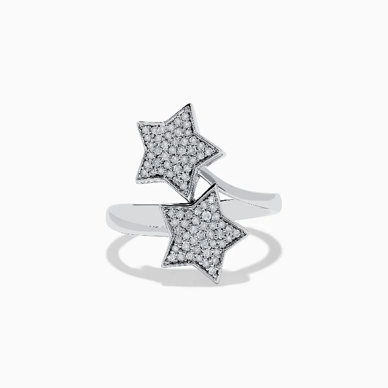 ladies rings affordable-Novelty 925 Sterling Silver and Diamond Star Ring