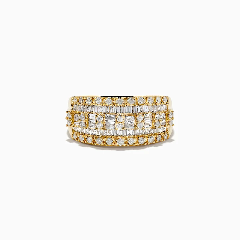 ladies rings reviews-D'Oro 14K Yellow Gold Diamond Ring 0.98 TCW