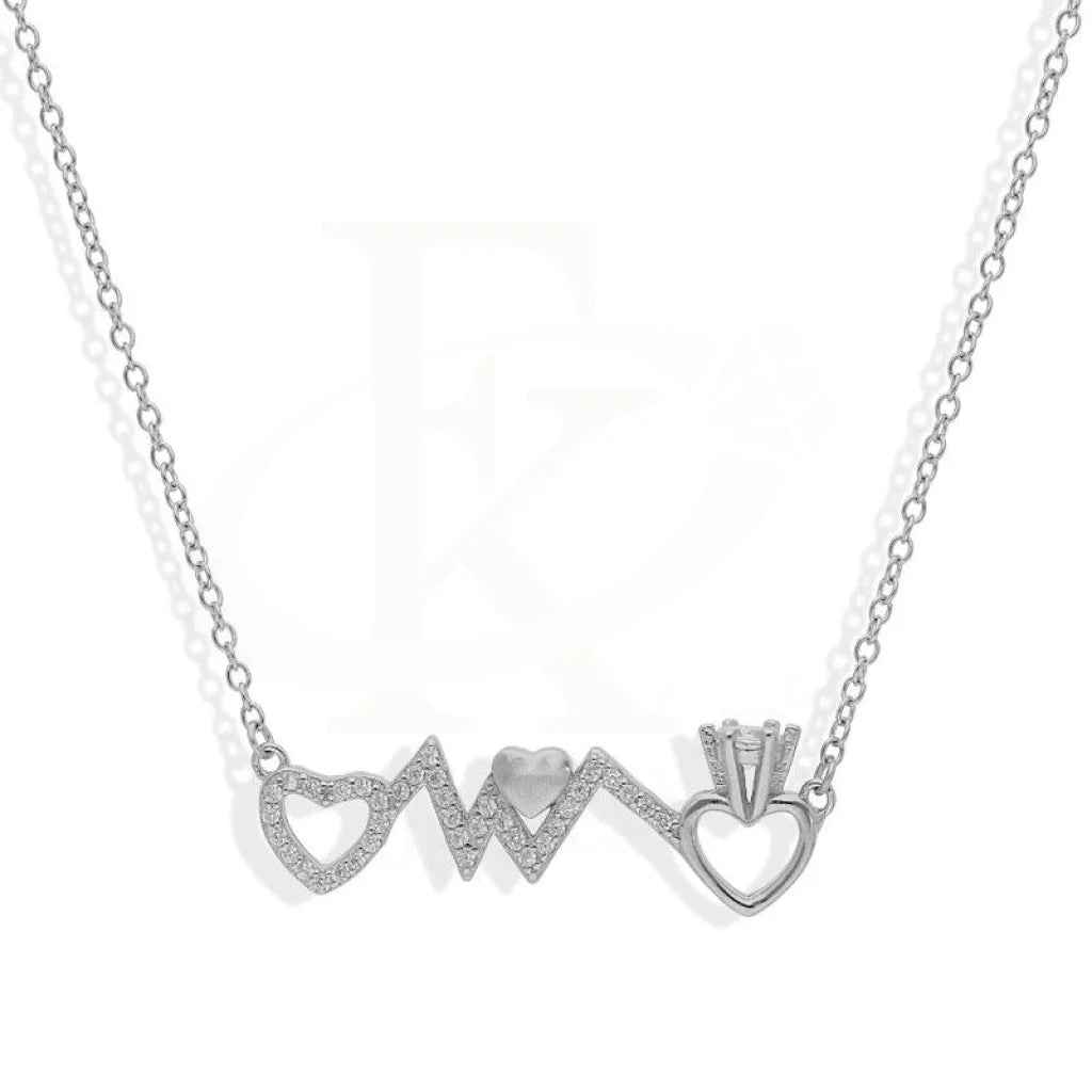 Ladies necklaces orbit glow -Sterling Silver 925 Heartbeat Necklace - FKJNKLSL2197