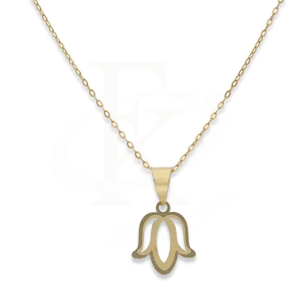 Ladies necklaces signed charm -Gold Necklace (Chain with Lotus Flower Pendant) 18KT - FKJNKL18K2329