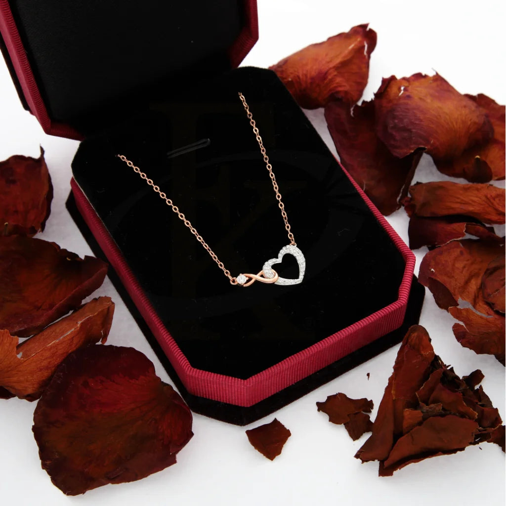 Ladies necklaces dune radiance -Sterling Silver 925 Infinity Cubic Zirconia Heart Necklace - FKJNKLSL8595