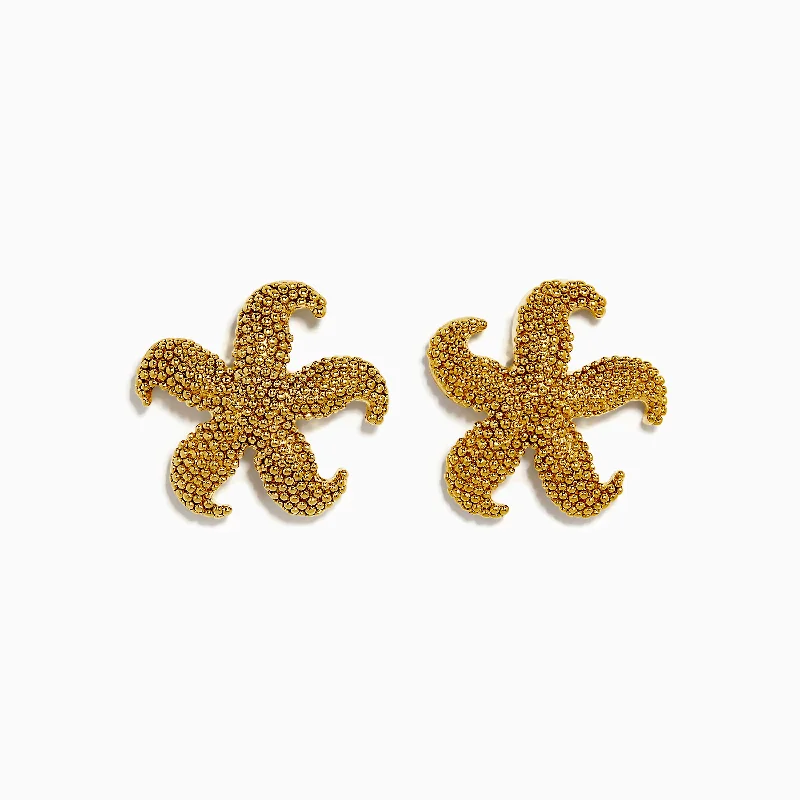 ladies earrings initial-14K Yellow Gold Starfish Stud Earrings