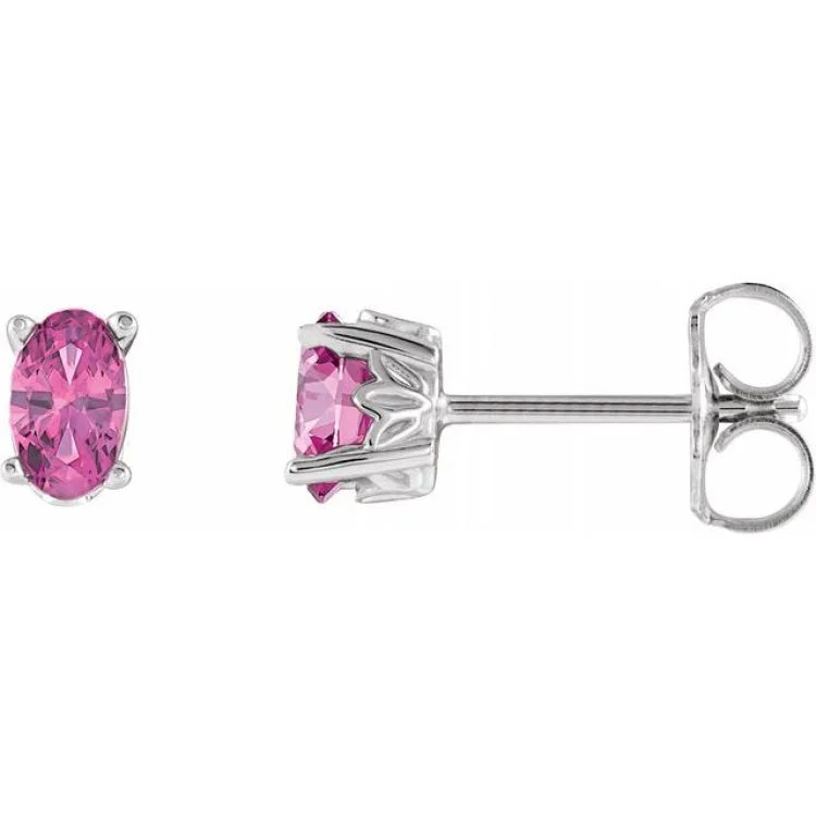 ladies earrings treat-14K White Natural Pink Tourmaline Earrings