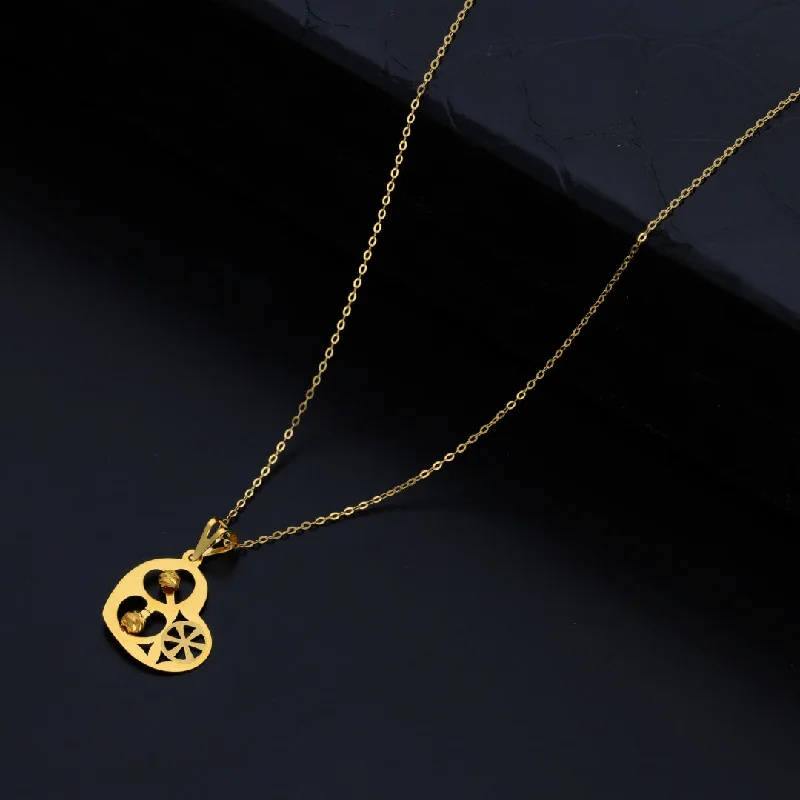 Ladies necklaces frame charm -Gold Necklace (Chain With Heart Shaped Pendant) 21KT - FKJNKL21KM9826