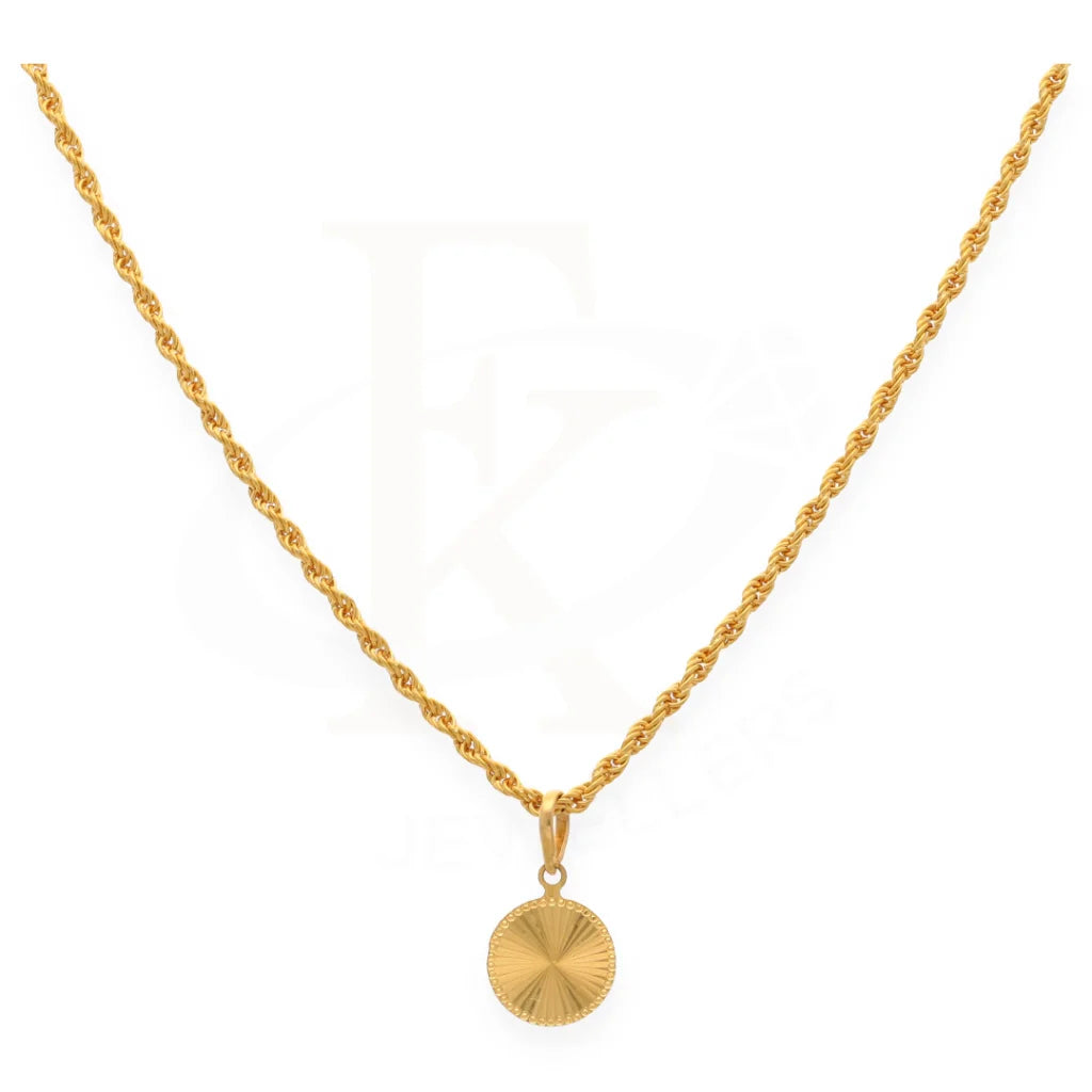 Ladies necklaces kind radiance -Gold Necklace (Chain With Gold Round Shaped Pendant) 21KT - FKJNKL21K7580