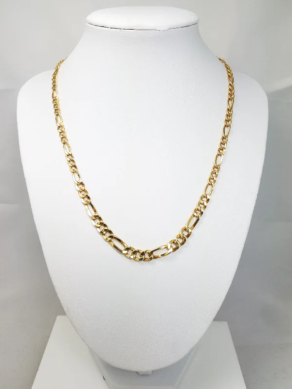 Ladies necklaces soar charm -18" 14k Hollow Graduated Figaro Gold Chain Necklace Italy