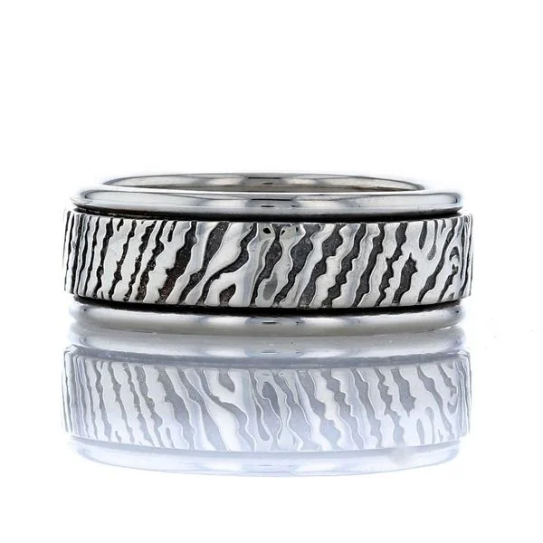 ladies rings stackable-Platinum Fingerprint Ring