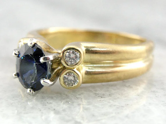 floral engagement rings -Fine Sapphire Diamond Engagement Ring