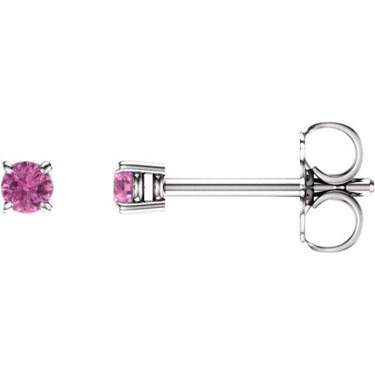 ladies earrings online shop-14K White 2.5 mm Natural Pink Sapphire Stud Earrings