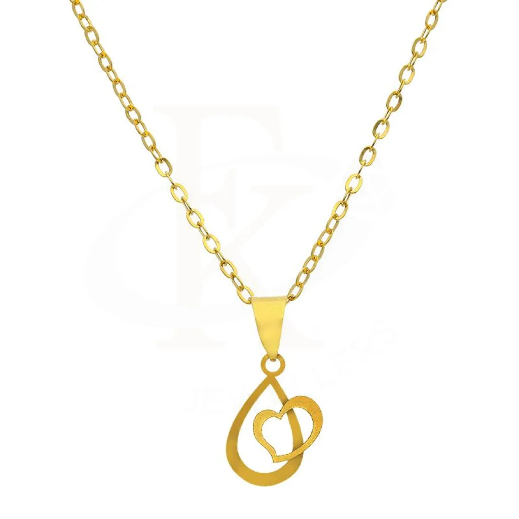 Ladies necklaces round gem chain -Gold Necklace (Chain with Pear In Heart Pendant) 18KT - FKJNKL18K2527