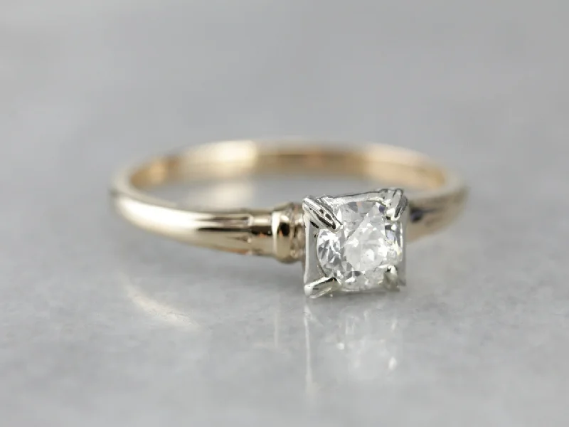 trillion cut engagement rings -European Cut Diamond Engagement Ring